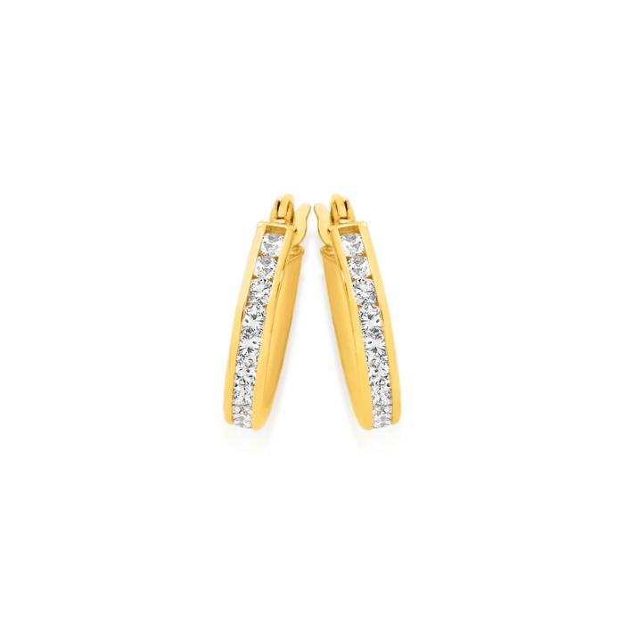 9ct Gold Cubic Zirconia Hoop Earrings