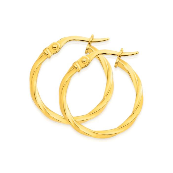 9ct Gold 2x15mm Twist Hoop Earrings