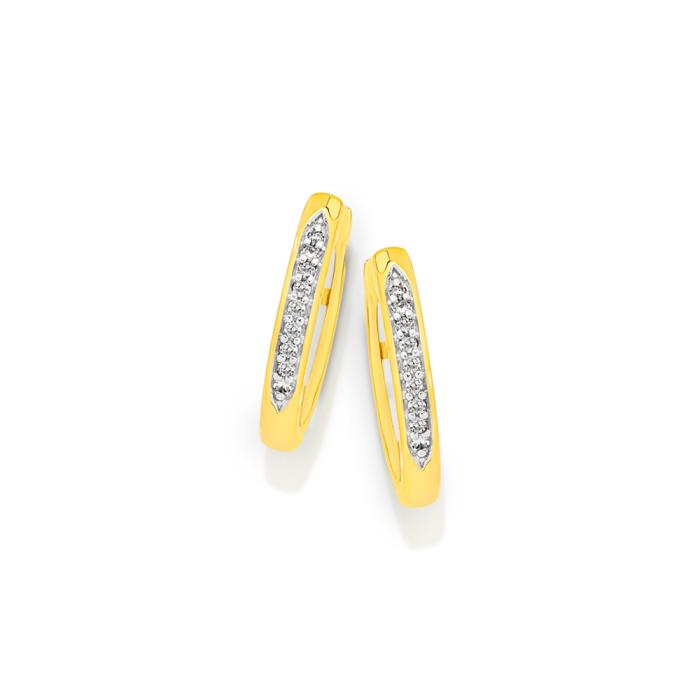 9ct Gold Diamond Huggie Earrings