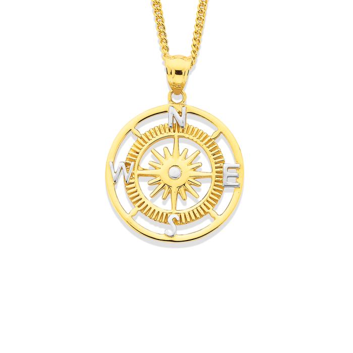 9ct Gold Two Tone Compass Pendant