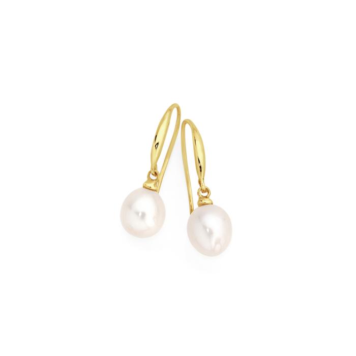 9ct Gold Cultured Freshwater Pearl Drop Earrings