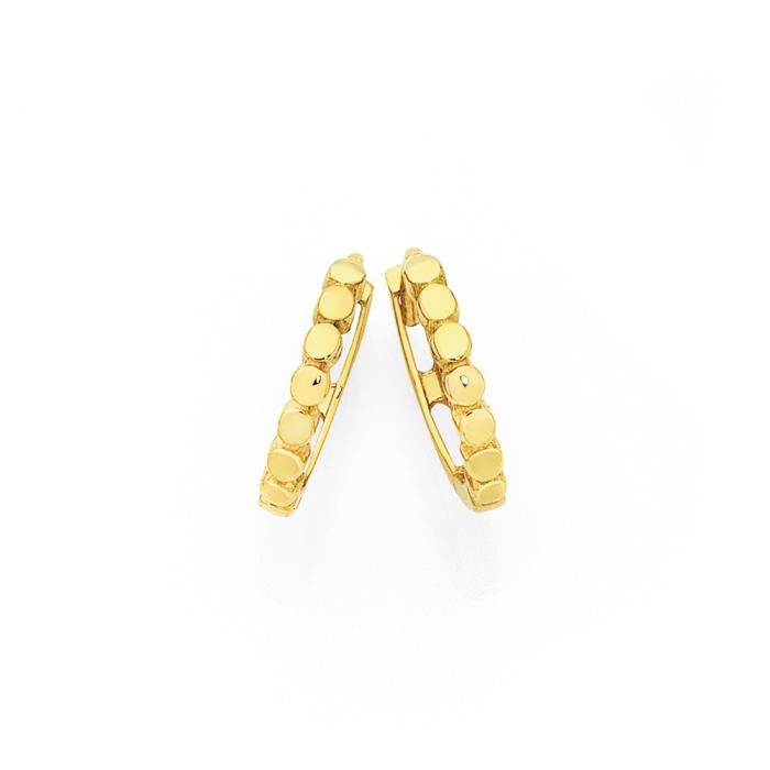 9ct Gold Dotted Front Huggie Earrings