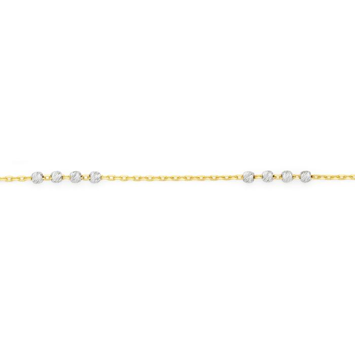 9ct Gold Two Tone 27cm Beaded Anklet