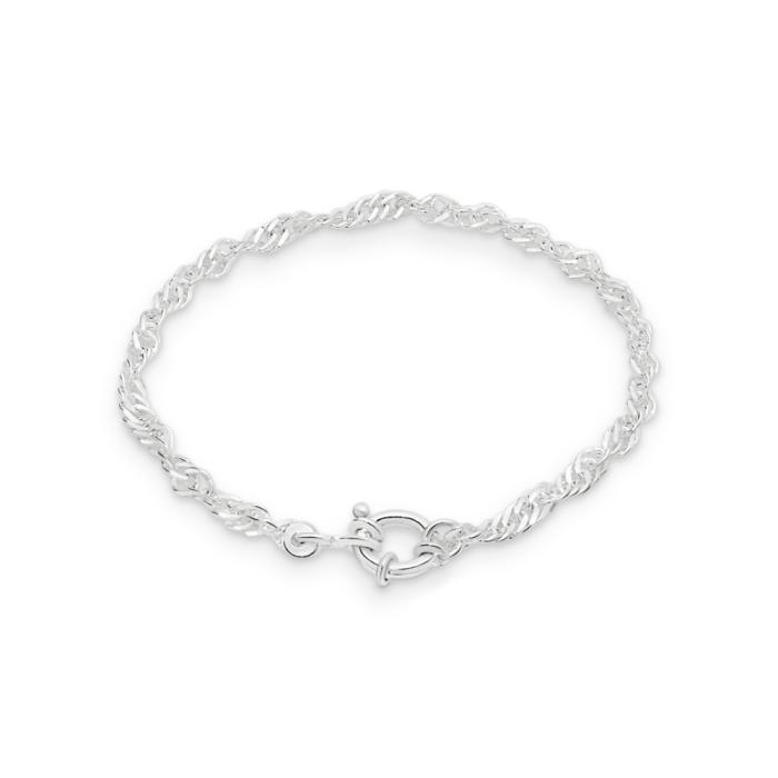 Sterling Silver 19cm Rope Bolt Singapore Bracelet - Made In Italy