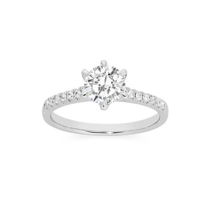 Alora 14ct White Gold 1.15 Carats TW Lab Grown Diamond Shoulder Solitaire Ring