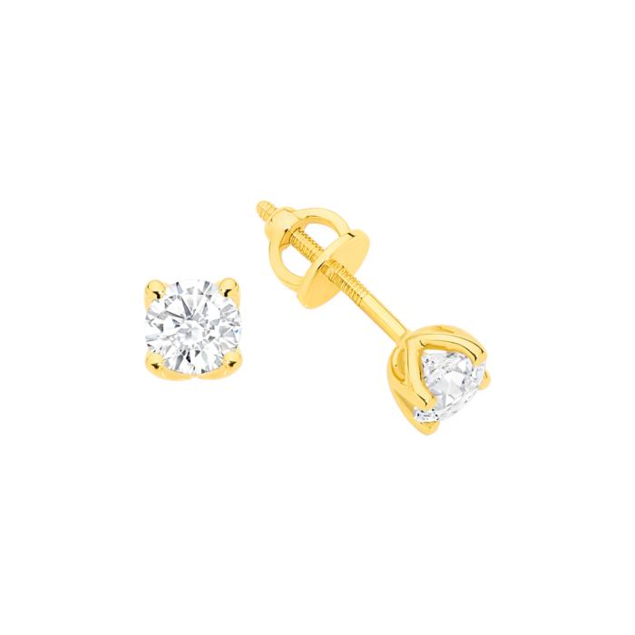 Alora 14ct Gold 1 Carat TW Lab Grown Diamond 4 Claw Stud Earrings
