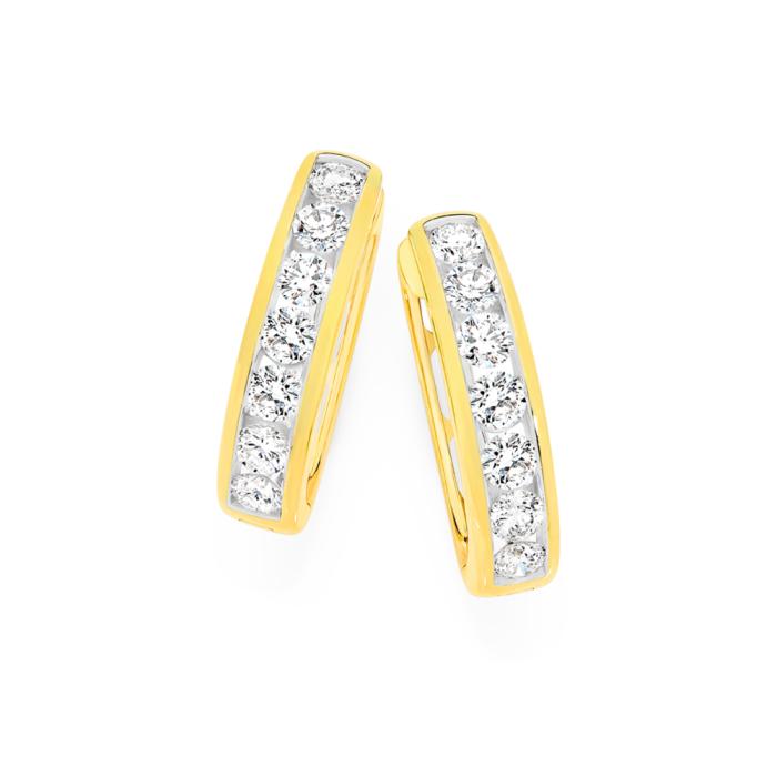 Alora 10ct Gold 1 Carat TW Lab Grown Diamond Huggie Earrings