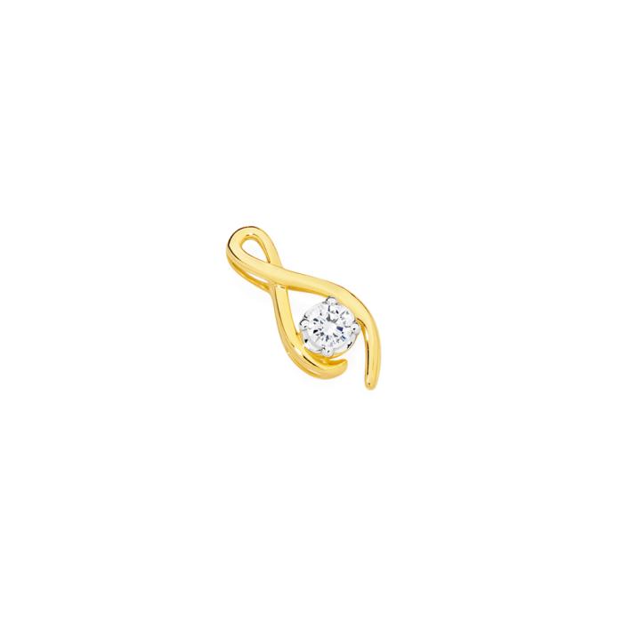 Alora 10ct Gold 1/4 Carat Solitaire Lab Grown Diamond Twist Pendant