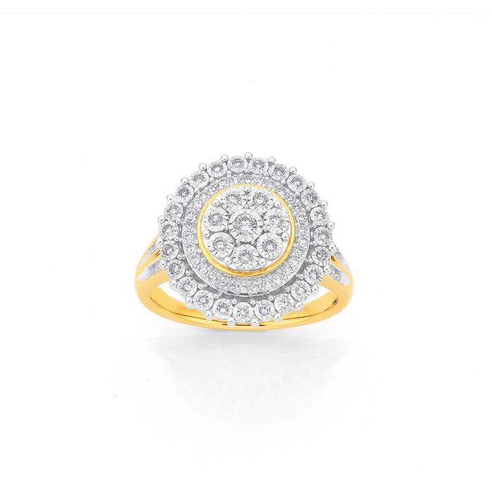 9ct Two Tone Gold Diamond Ring