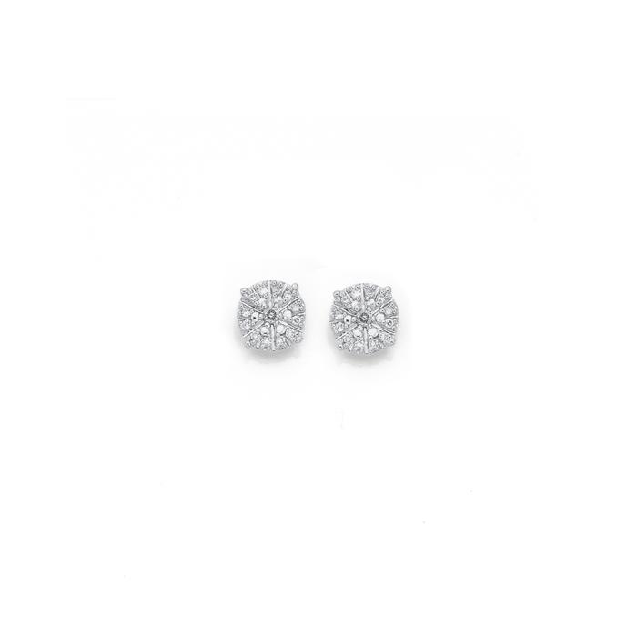 9ct Yellow Gold Diamond Sparkle Cluster Stud Earrings