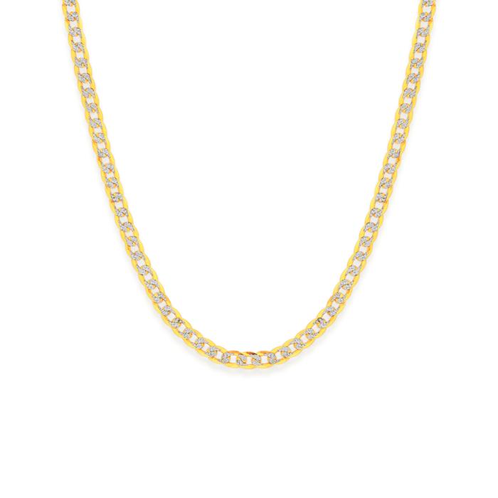 9ct Gold Two Tone 45cm Diamond-Cut Curb Chain