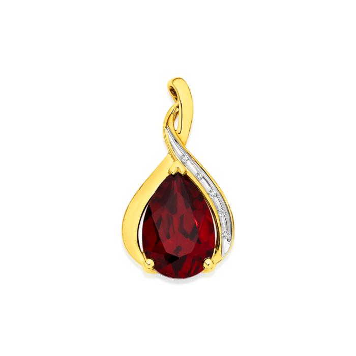9ct Gold Created Ruby & Diamond  Slider Pendant