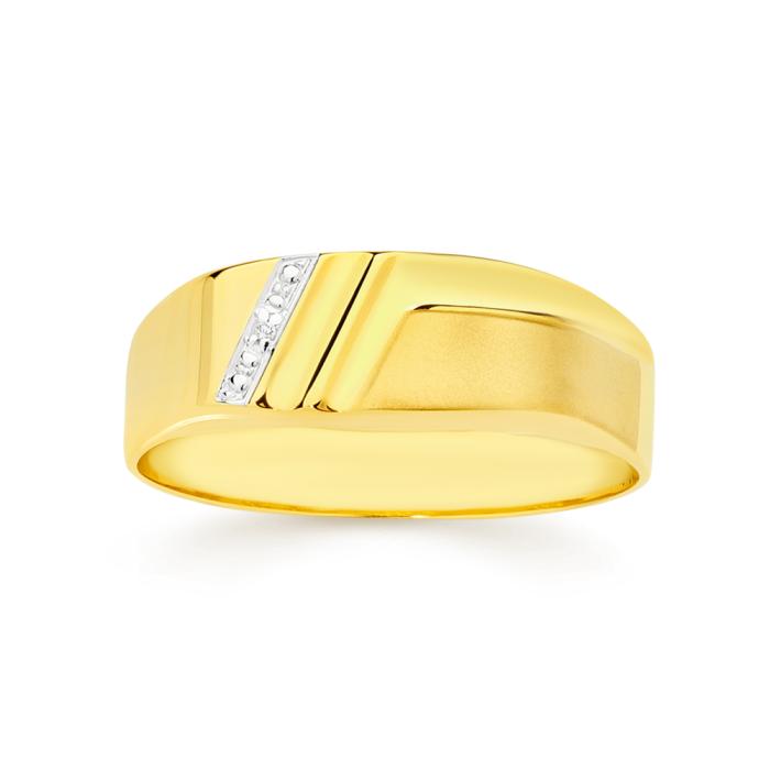 9ct Gold Diamond Multi Diagonal Stripe Ring