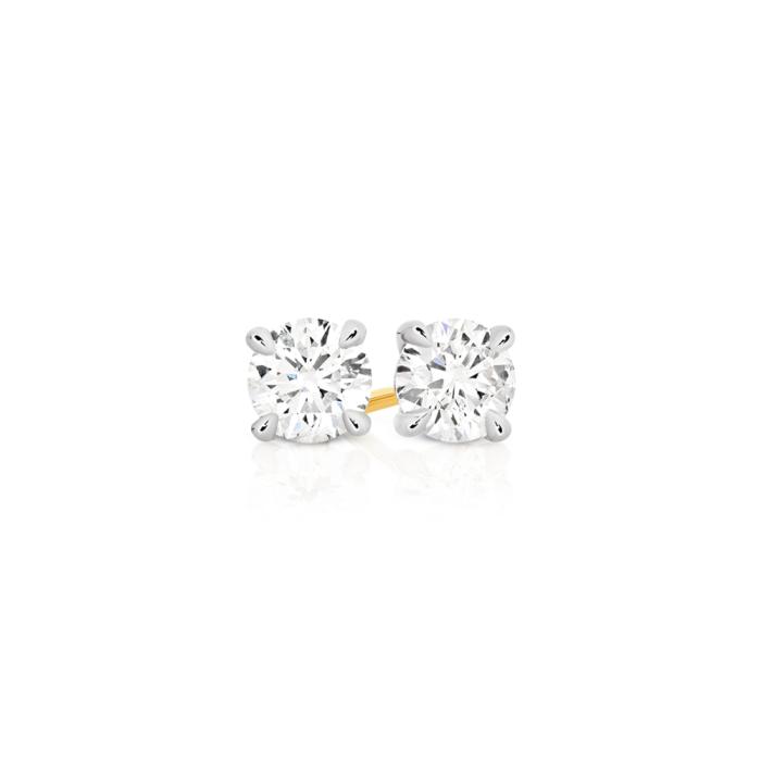 Alora 14ct Yellow Gold 1 Carat TW Lab Grown Diamond 4 Claw Stud Earrings