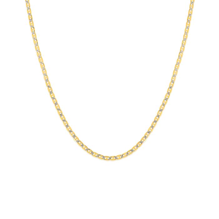 9ct Gold Two Tone 45cm Diamond-Cut Marine Chain