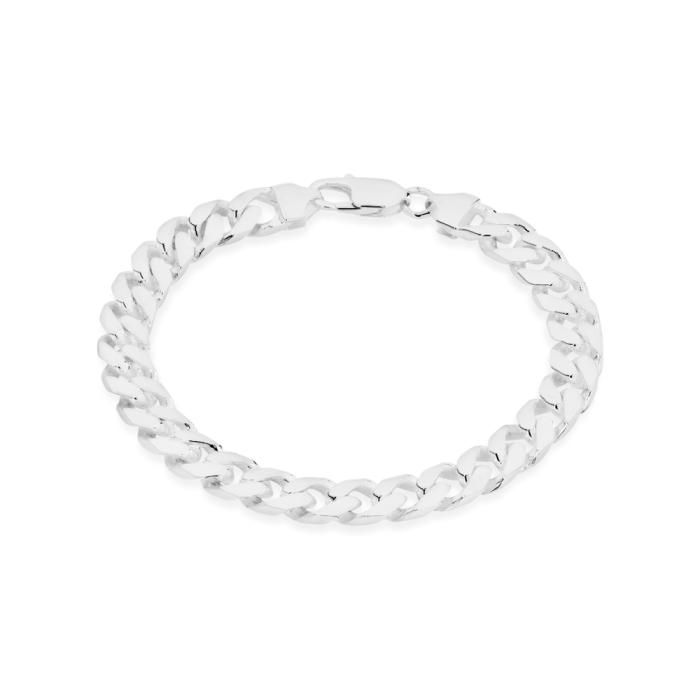 Sterling Silver 21cm Solid Oval Curb Men's Bracelet