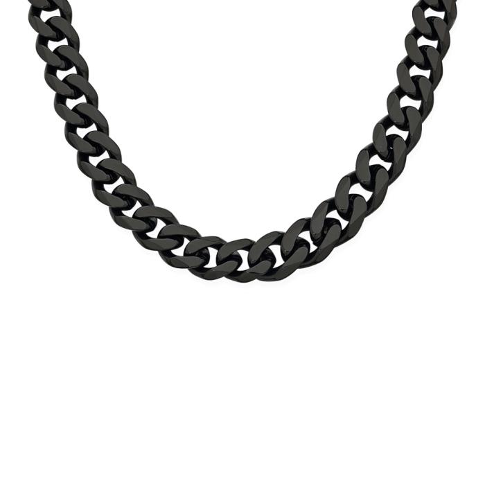 M+Y Stainless Steel Black 55cm Curb Men's Chain