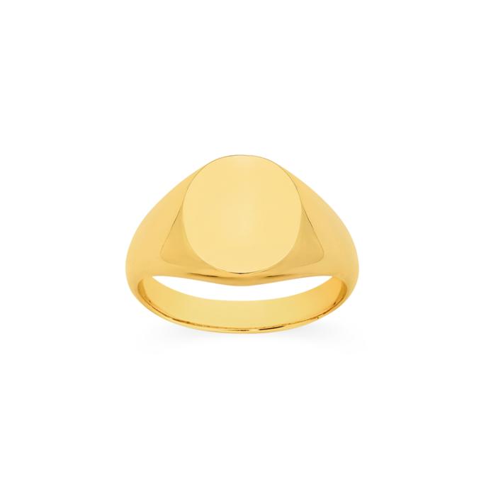 9ct Gold Plain Oval Signet Men's Ring