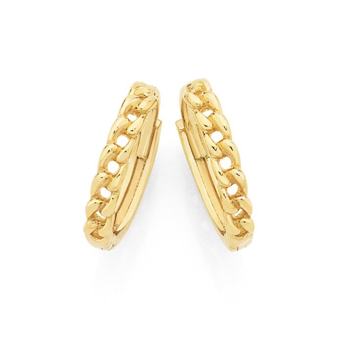 9ct Gold Curb Link Huggie Earrings