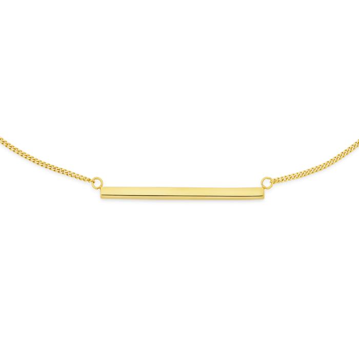 9ct Gold 45cm Solid Curb Fine Bar Necklet