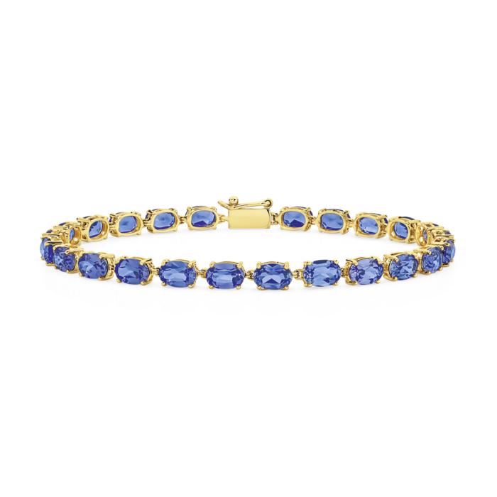 9ct Gold Created Ceylon Sapphire Oval Cut Bracelet