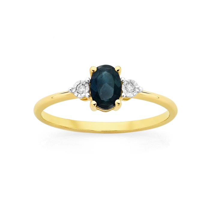 9ct Gold Sapphire & Diamond Ring