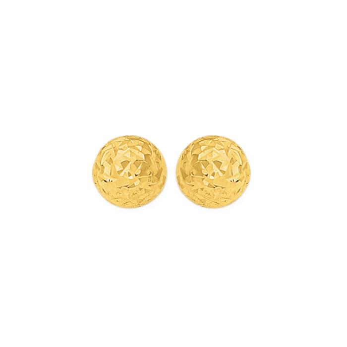 9ct Gold 5mm Diamond-Cut Ball Stud Earrings