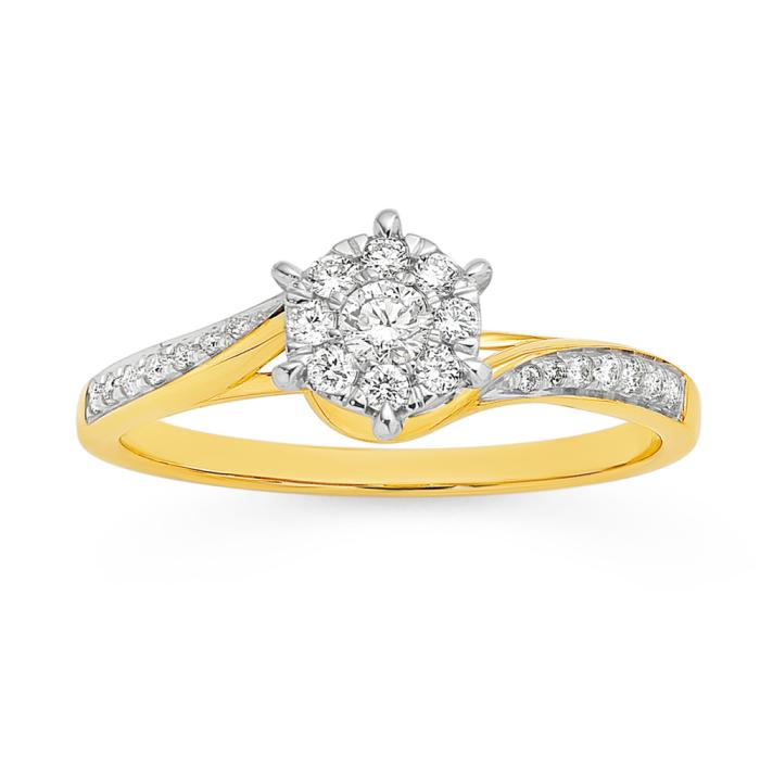 9ct Gold Diamond Cluster Ring