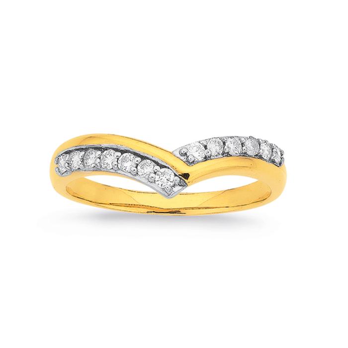 9ct Gold Diamond Curved Band