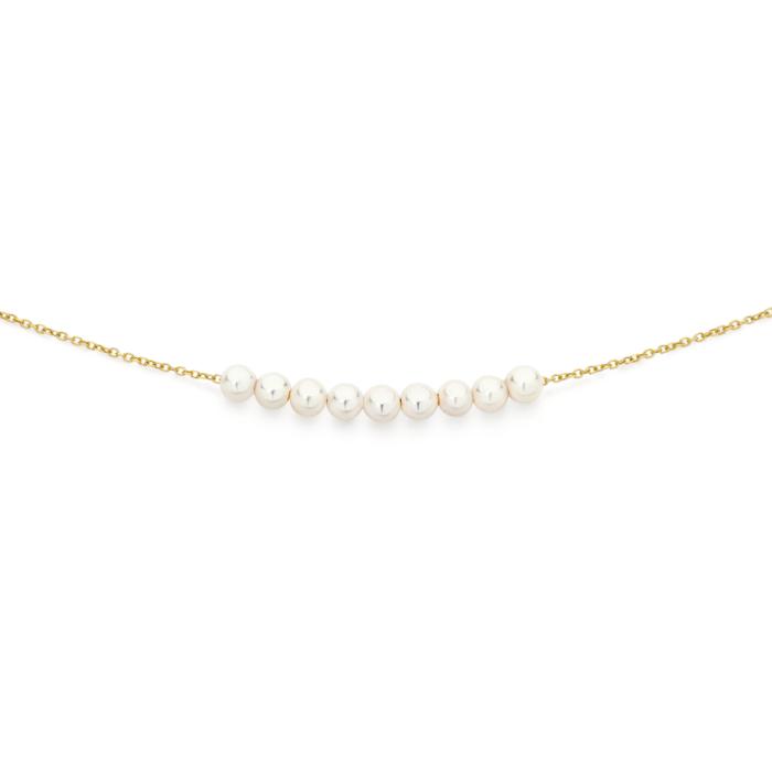 9ct Gold 45cm Cultured Fresh Water Pearl Necklace with Chain