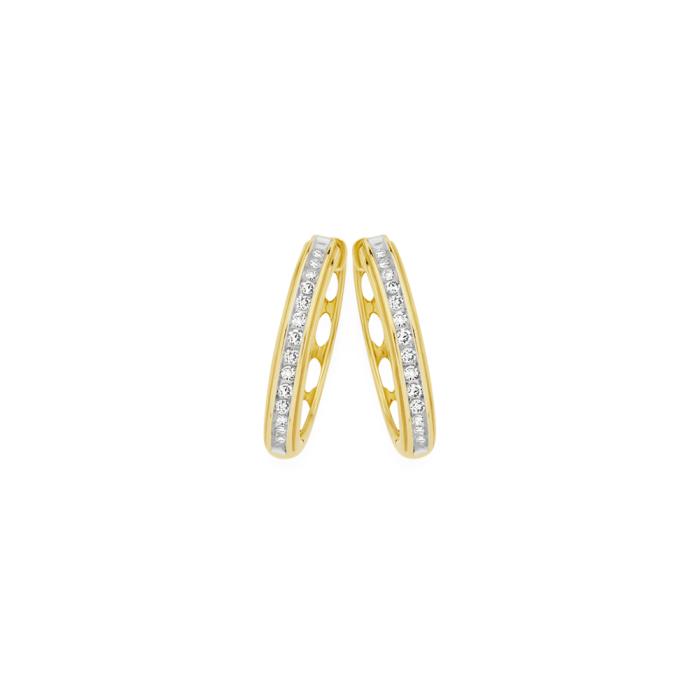 9ct Gold Diamond Huggie Earrings