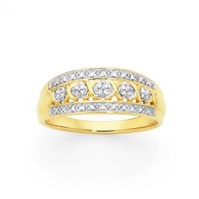 9ct Gold Diamond Swirl Band