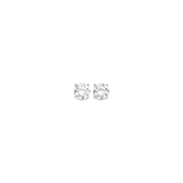 Sterling Silver Cubic Zirconia 6mm 4 Claw Hearts On Side Stud Earrings
