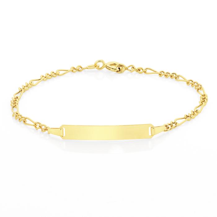 9ct Gold 15cm Hollow Figaro I.D. Bracelet