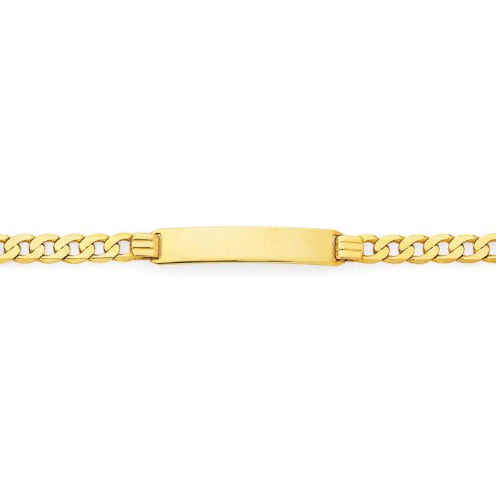 9ct Gold 21cm Solid Curb ID Men's Bracelet