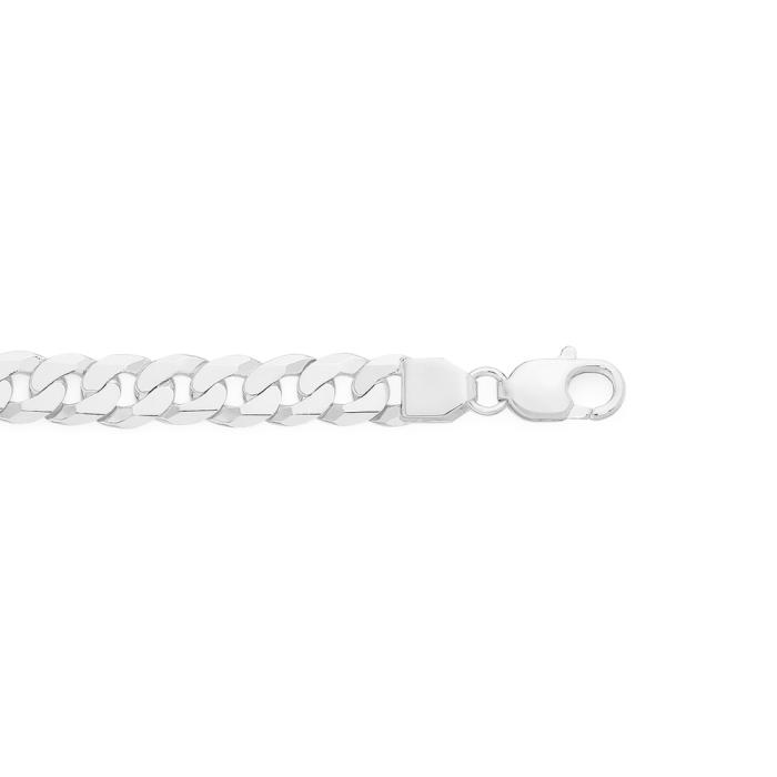 Sterling Silver 21cm Diamond Cut Flat Curb Gents Bracelet