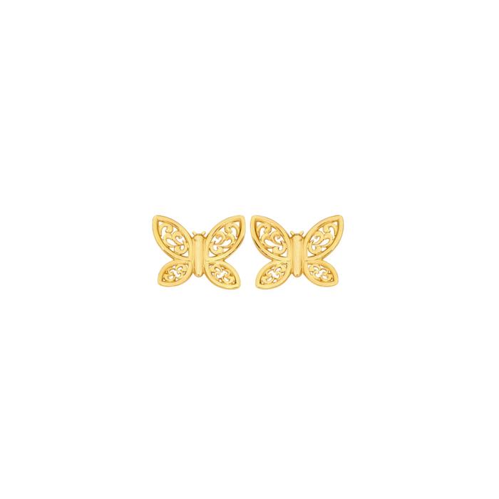 9ct Gold Filigree Butterfly Stud Earrings