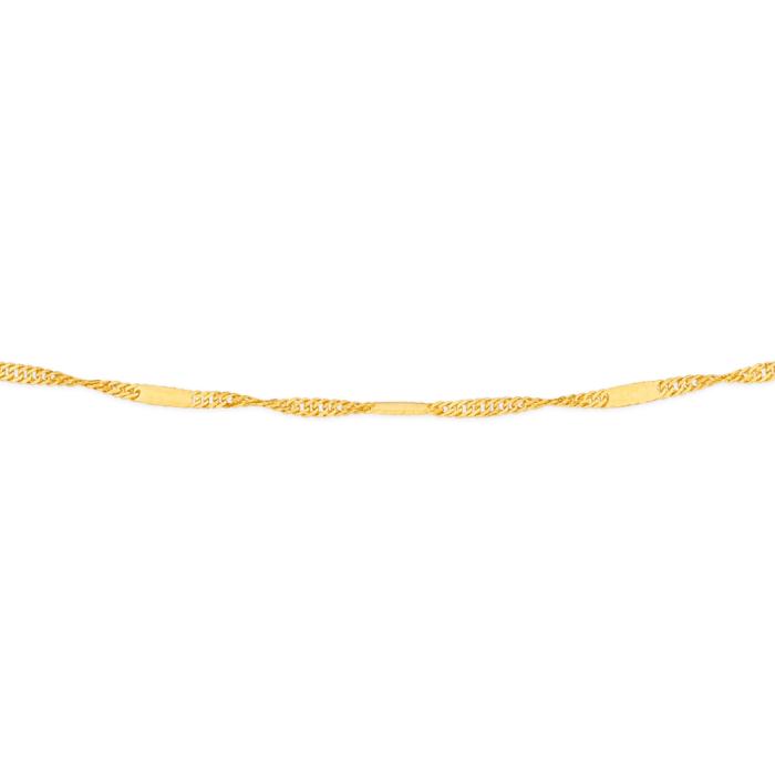 9ct Gold 50cm Solid Diamond-Cut Mirror Singapore Chain