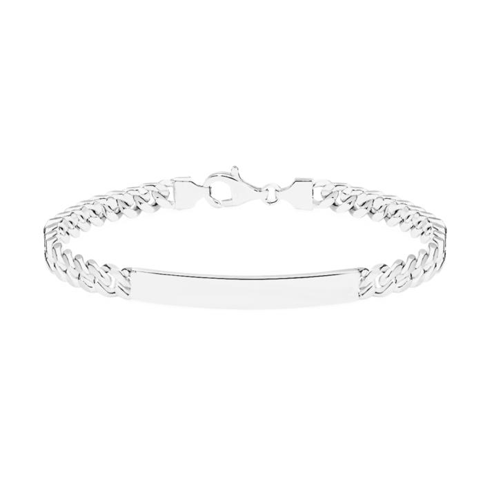 Sterling Silver 21cm Oval Curb Id Gents Bracelet