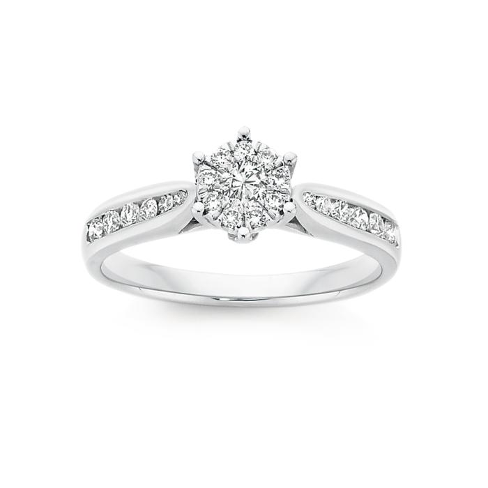 9ct White Gold Diamond Cluster Ring