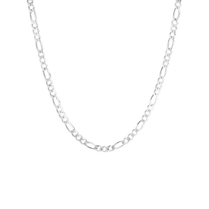 Italian Made Sterling Silver Bevelled 3+1 50cm Solid Dia-Cut Figaro Chain