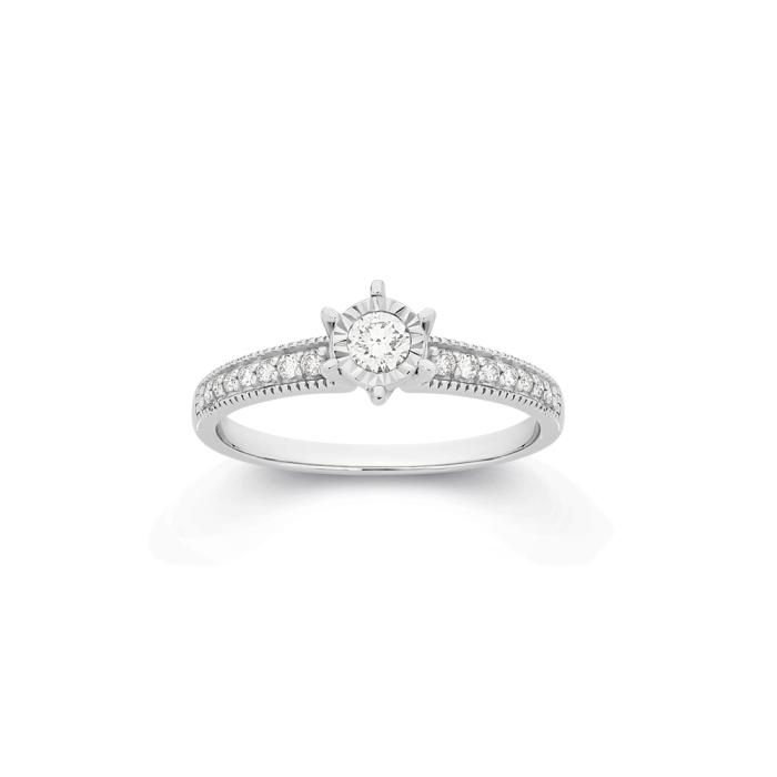 9ct White Gold Diamond Ring