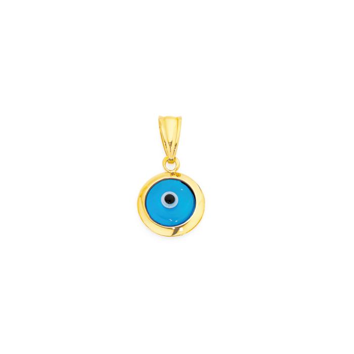 9ct Gold Round Evil Eye Pendant