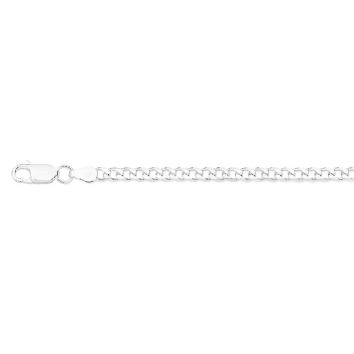 Italian Made Sterling Silver Bevelled 19cm Solid Dia-Cut Curb Bracelet