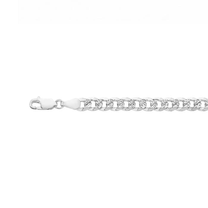 Sterling Silver 20cm Fancy Dia Cut Curb Bracelet