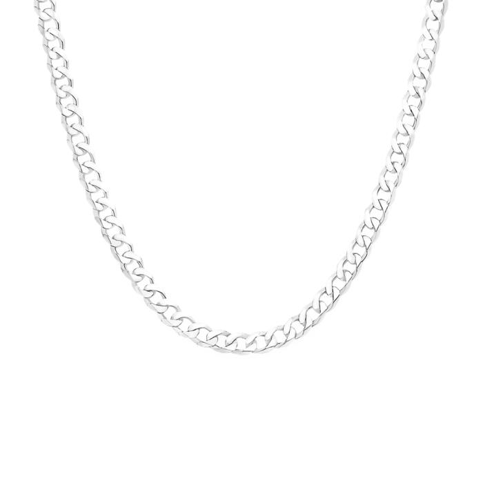 Italian Made Sterling Silver Bevelled 45cm Solid Dia-Cut Curb Chain
