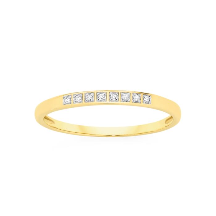 9ct Gold Diamond Fine Bar Band