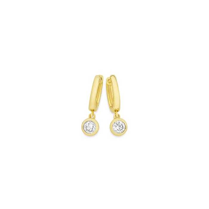 Alora 10ct Gold 1/3 Carat TW Lab Grown Diamond Bezel Drop Hoop Earrings