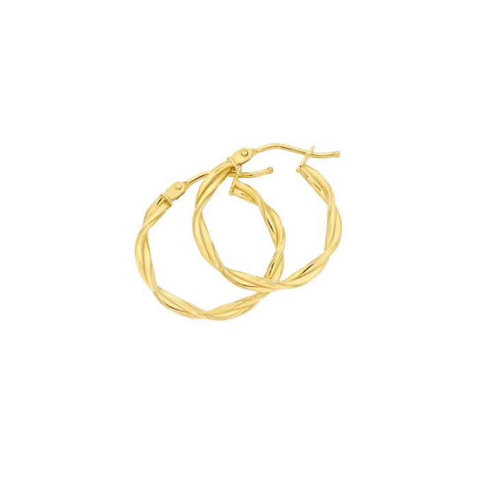 9ct Gold 15mm Entwined Twist Hoop Earrings