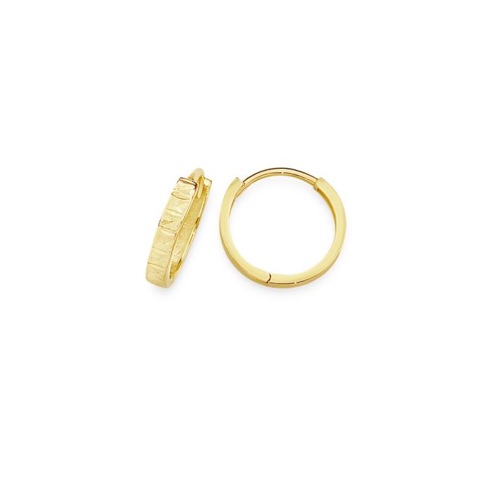 9ct Gold 11mm Diamond-Cut Sparkle Huggie Earrings